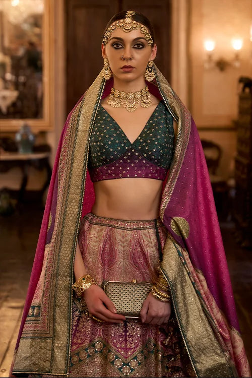 Luxury Designer Wedding Brides Wear Pink Lehenga Choli With Dupatta