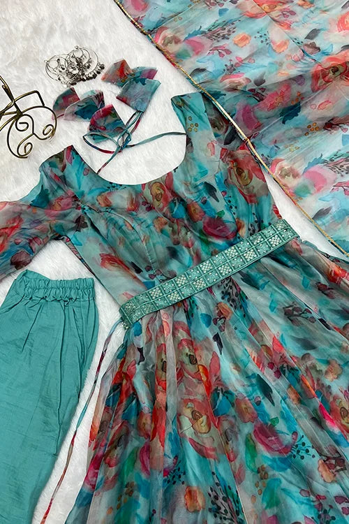 Bright Colour Anarkali Gown with Dupatta for Summer Wear