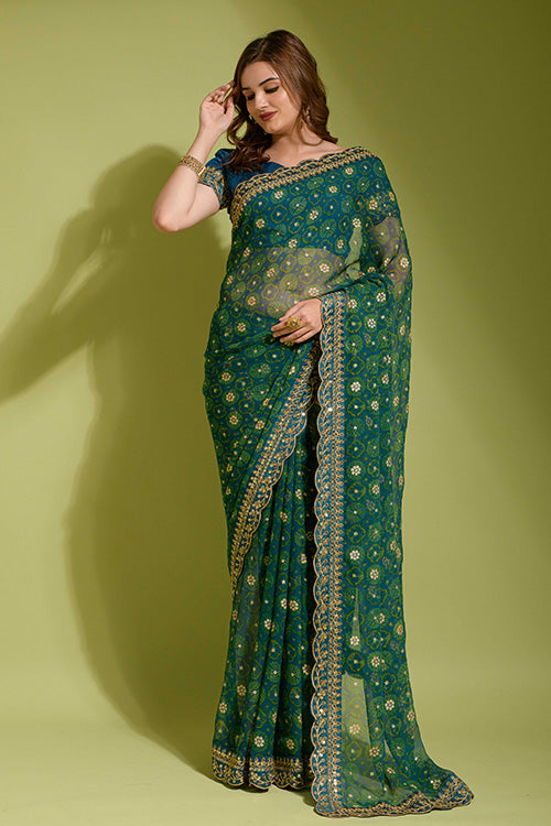 Gerogette Sequince Embroidered Work in Saree Collection