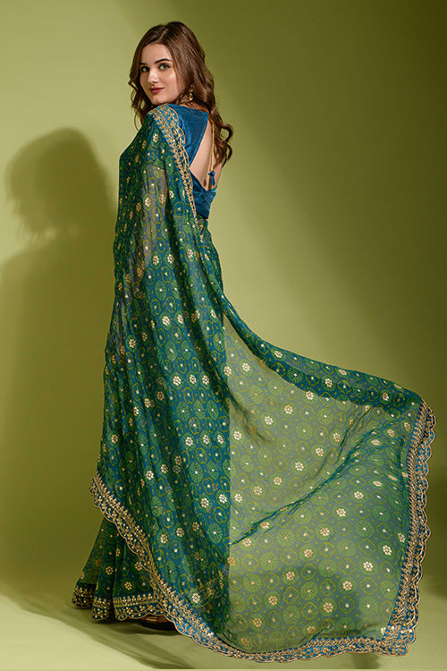 Gerogette Sequince Embroidered Work in Saree Collection