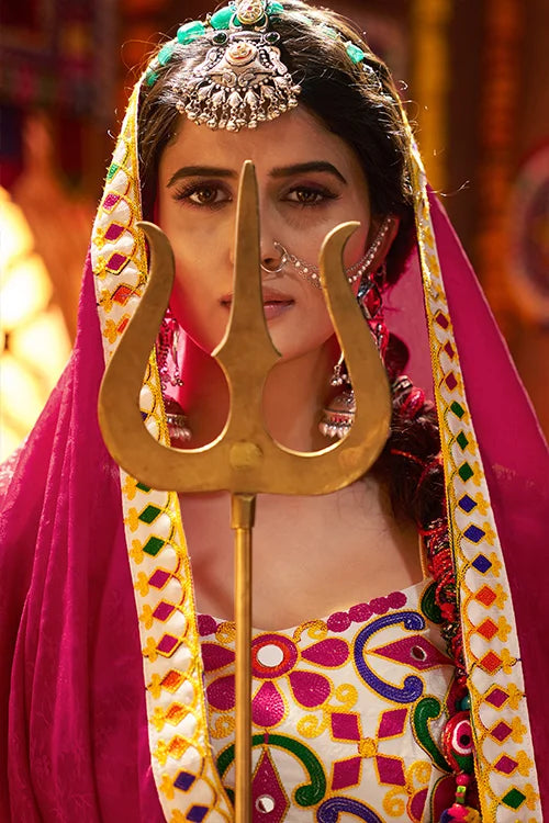 Colorful Mirror Work Chaniya Choli Set for Garba Night