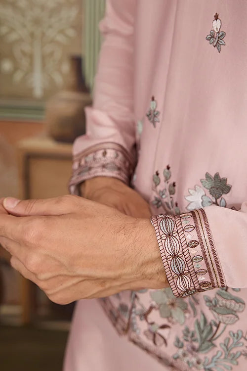 Pink Unique Color Embroidered Koti Kurta Pajama for Mens