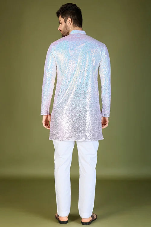 Designer Ombre Pink Georgette Kurta For Men – Stylish & Elegant