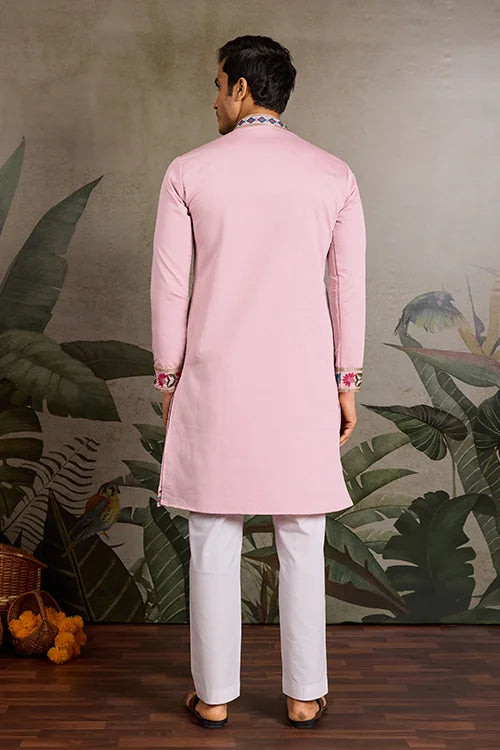 Pink Stylish Traditional Kurta for Mens Wear