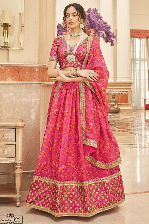 Pink Latest Lehenga Choli In Women Collection