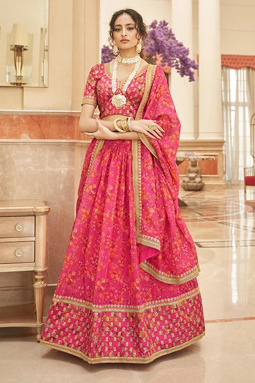 Pink Latest Lehenga Choli In Women Collection