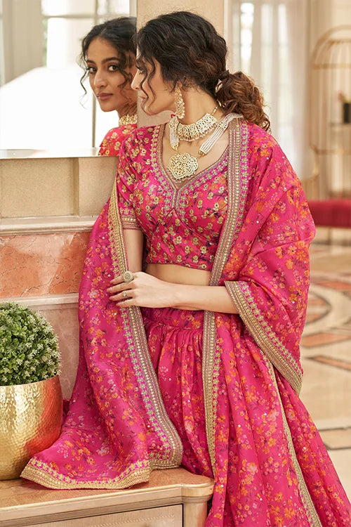 Pink Latest Lehenga Choli In Women Collection