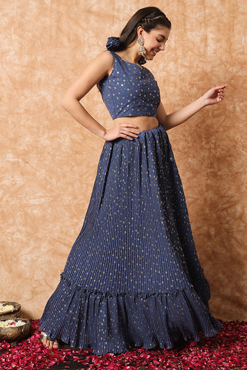 Plus Size Foil Printed Exclusive Ready to Wear Lehenga Choli with Fancy Dupatta