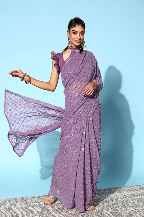 Georgette Saree with Stunning Sequence Embroidery Work