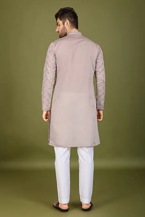 Designer Ivory Silk Kurta for Men – Elegant Festive Wear