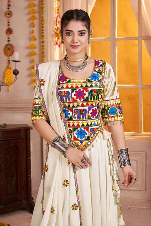 Premium White Cotton Chaniya Choli for Navratri