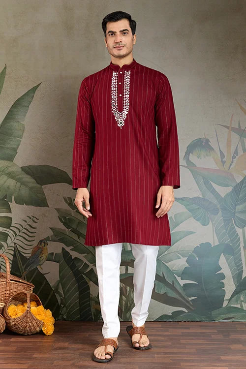 Designer Red Kurta with Dupatta for Festive Look