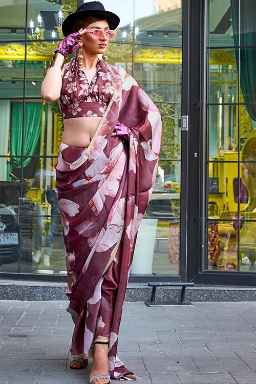 Beautiful Woven Satin Georgette Silk Saree With Blouse