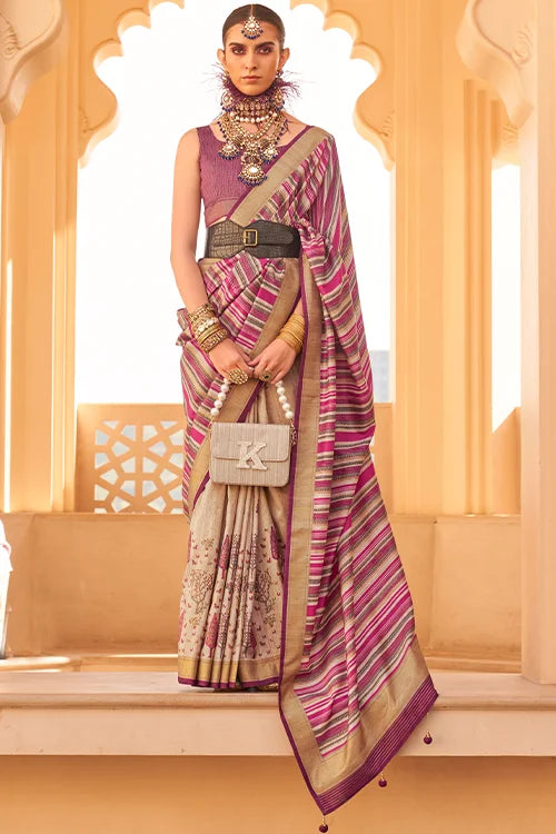Beautiful Printed Silk Saree with Designer Blouse