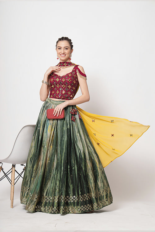 Printed Style Contrast Color Wholesale Rate Lehenga Choli Collection