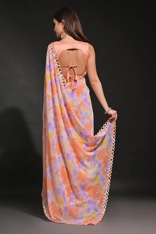 Heavy Georgette Fanta Saree with Designer Look