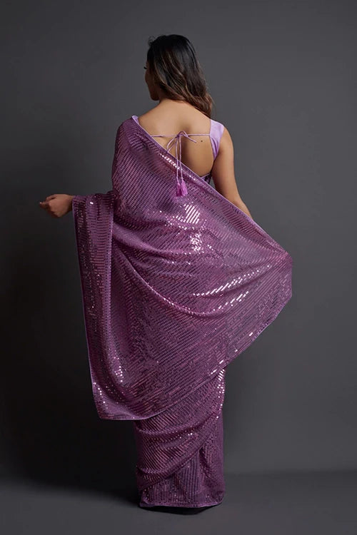 Embroidery Work Saree with Piping Border - Designer