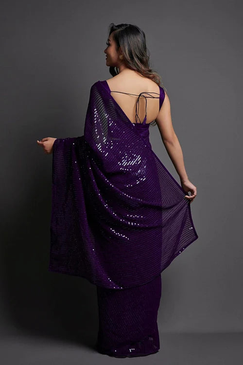 Wine Color Bollywood Designer Saree for Women