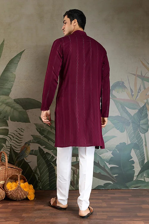 Designer Purple Men Kurta and Dupatta for Weddings