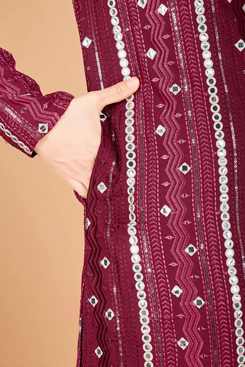 Stylish Wedding Wear Heavy Embroidered Mens Kurta