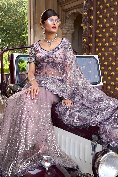 Imported Digital Net Designer Saree With Blouse