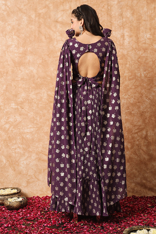 Purple Georgette Exclusive Printed Plus Size Lehenga Choli with Fancy Dupatta