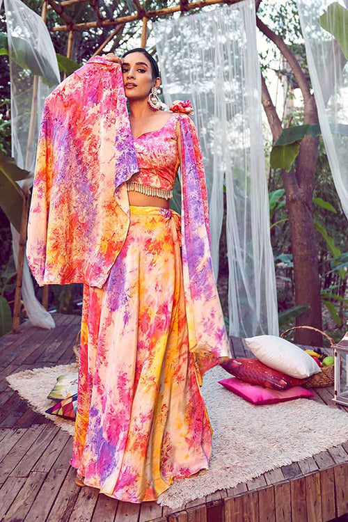 Purple Pink Elegant Printed Plus Size Lehenga Choli Collection