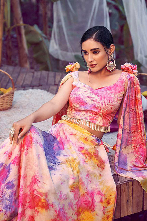 Purple Pink Elegant Printed Plus Size Lehenga Choli Collection