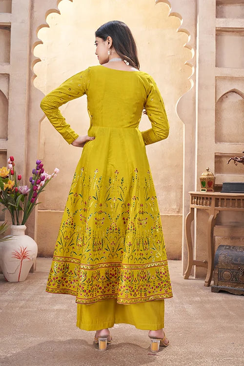 Elegant & Trendy Fluorescent Yellow Haldi Salwar Suit