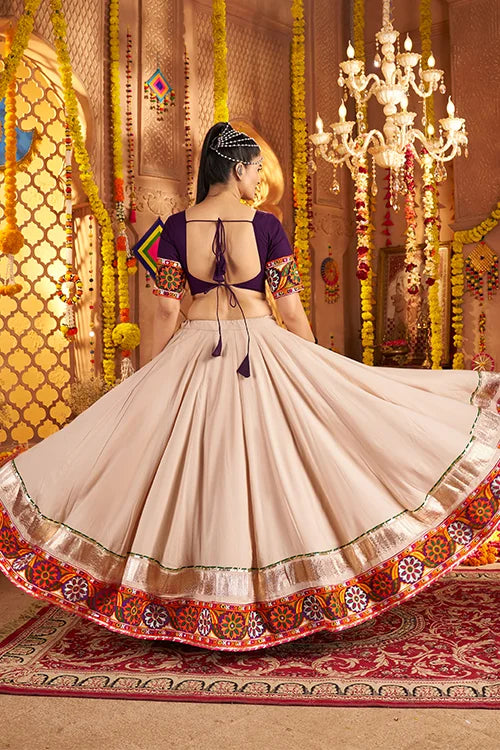 Designer Beige Ready to Wear Chaniya Choli for Navratri