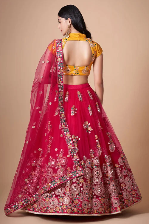 Rani Soft Net Sequins Embroidered Lehenga Choli Ensemble