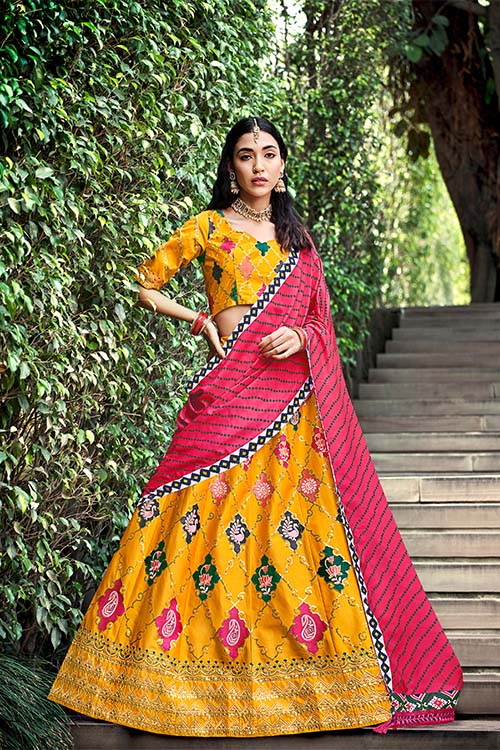 Rani Pink Silk Sequins Embroidery Work Lehenga Choli