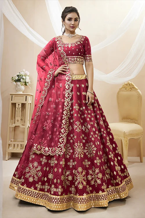 Red Color Heavy Luxary Zari Embroidered Lehenga Choli with Dupatta Set