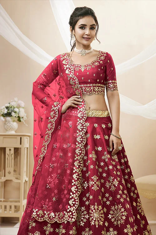 Red Color Heavy Luxary Zari Embroidered Lehenga Choli with Dupatta Set
