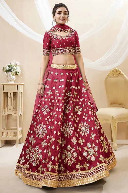 Red Color Heavy Luxary Zari Embroidered Lehenga Choli with Dupatta Set