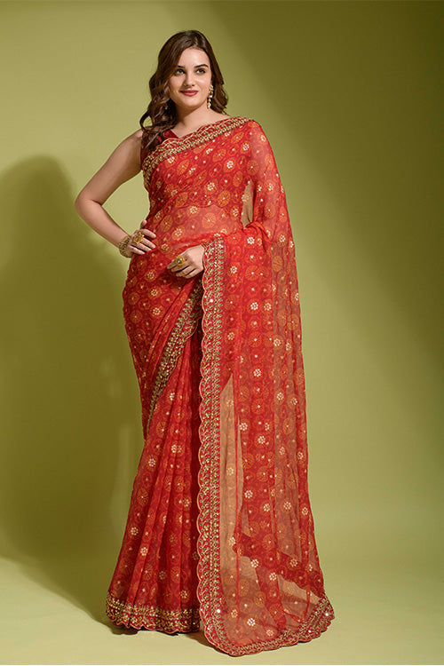 Gerogette Sequince Embroidered Work in Saree Collection