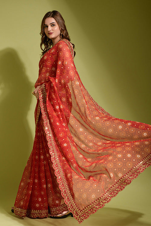 Gerogette Sequince Embroidered Work in Saree Collection