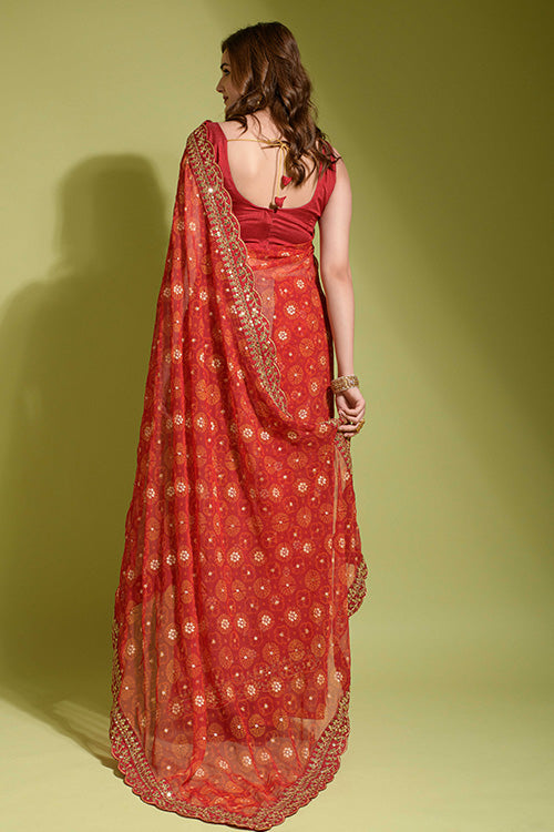 Gerogette Sequince Embroidered Work in Saree Collection