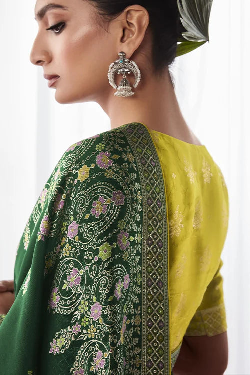 Embroidery Minakari Pallu Silk Traditional Party Wear Saree With Fancy Blouse