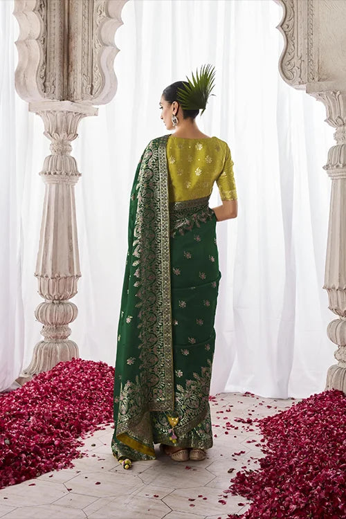 Embroidery Minakari Pallu Silk Traditional Party Wear Saree With Fancy Blouse