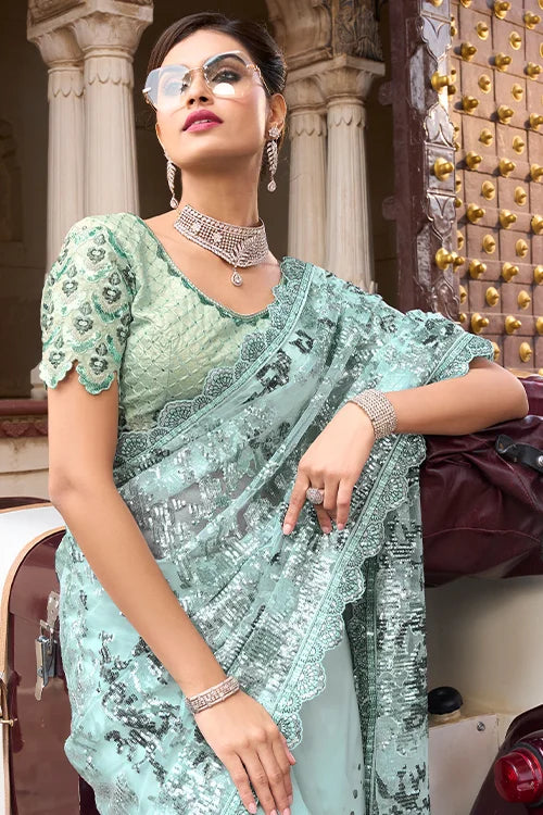 Bollywood Designer Party  Wear Digital Net Saree With Blouse