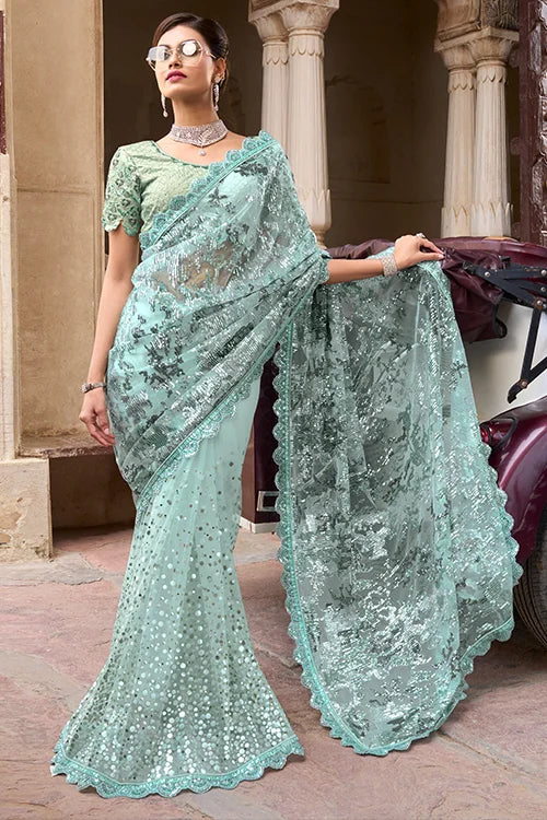Bollywood Designer Party  Wear Digital Net Saree With Blouse