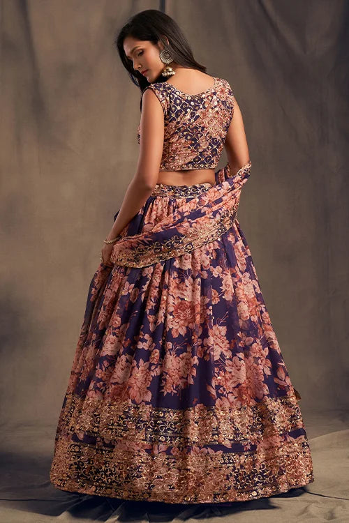 Season For Bridal Wear Collection Lehenga Choli With Dupatta Purple Colour