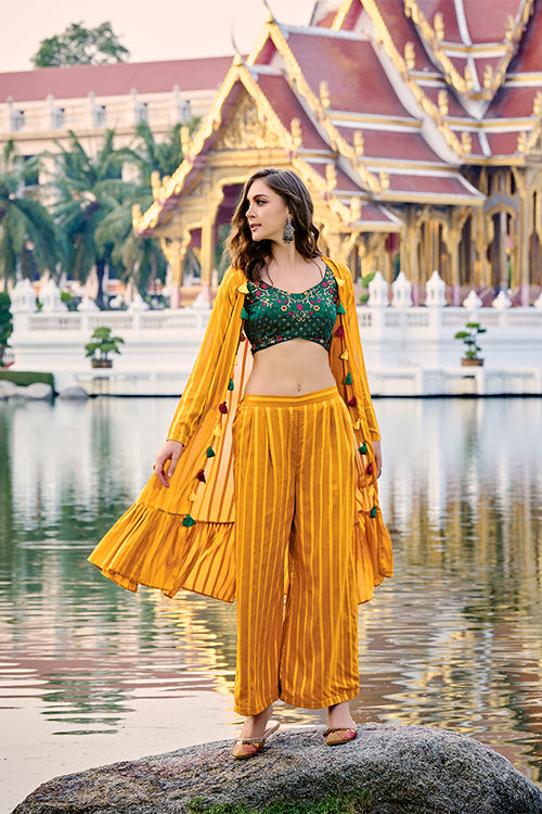 Georgette Three Piece Embroidered Co-Ord Set | Shubhkalastore