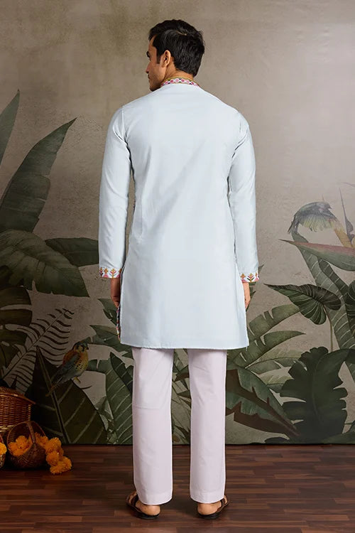 Elegant Look Indian Festive Sky Blue Kurta for Men