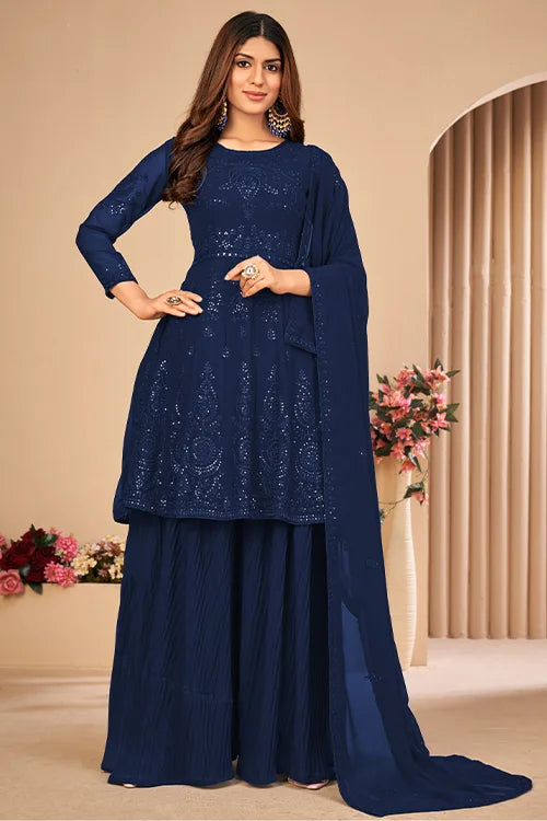 Beautiful Bridesmaid Sequins Kurta Sharara Set Dupatta