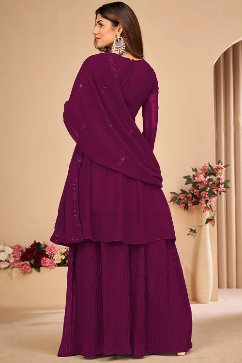 Beautiful Bridesmaid Sequins Kurta Sharara Set Dupatta