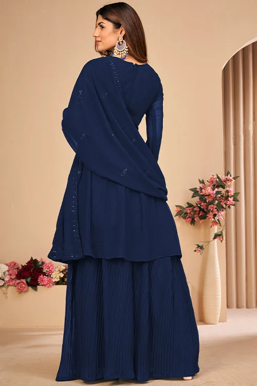 Beautiful Bridesmaid Sequins Kurta Sharara Set Dupatta
