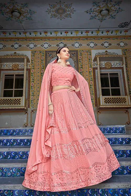 Designer Pink Wedding Lehenga Choli With Dupatta