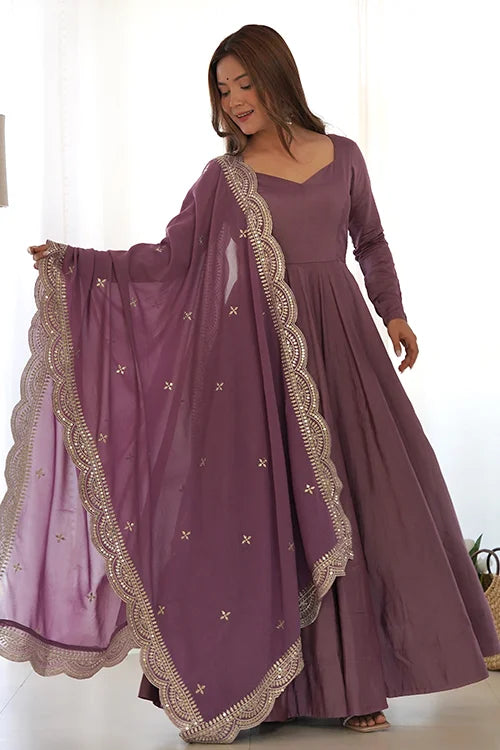 Stylish Long Anarkali Gown with Dupatta for Special Events